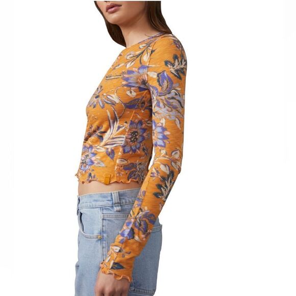 NWT Free People Dreamed of You Floral Ruched Long Sleeve Top - Picture 7 of 11